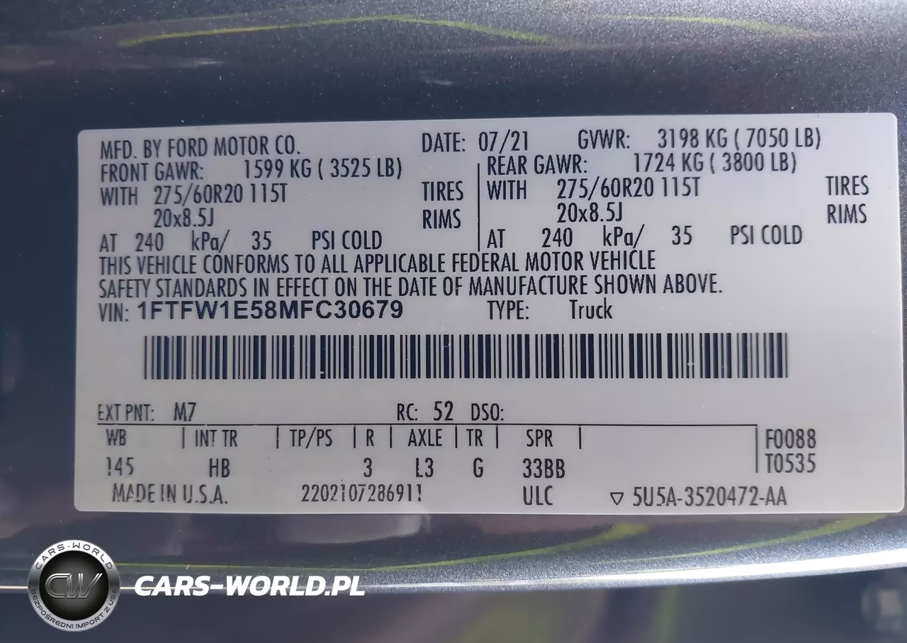 2021 Ford F-150 Lariat VIN:1FTFW1E58MFC30679 - 9