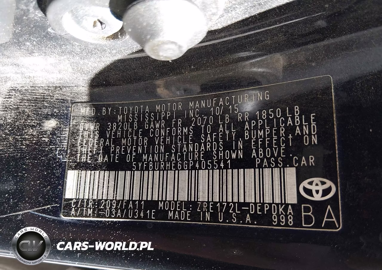 2016 Toyota Corolla L VIN:5YFBURHE6GP405541 - 9
