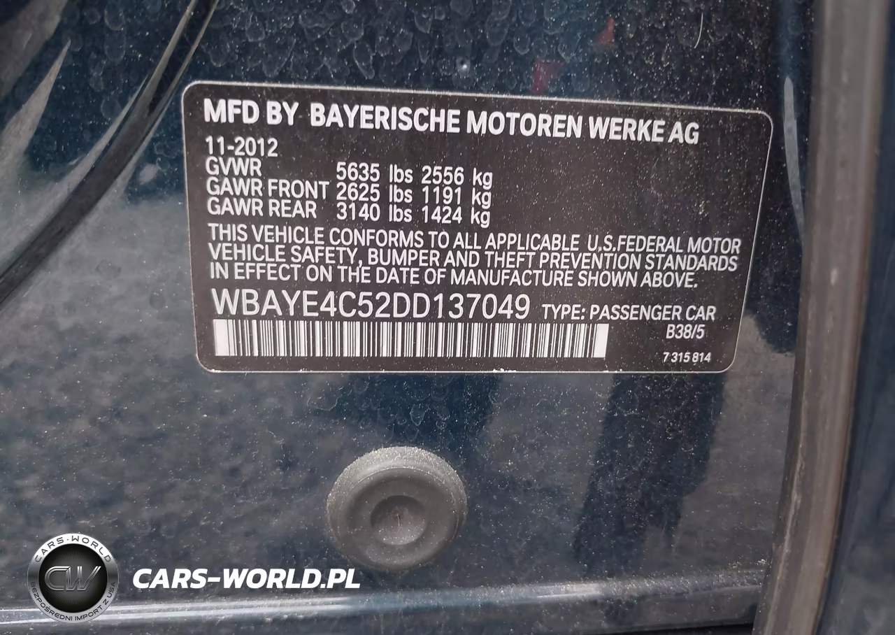 2013 BMW 740Li VIN:WBAYE4C52DD137049 - 9