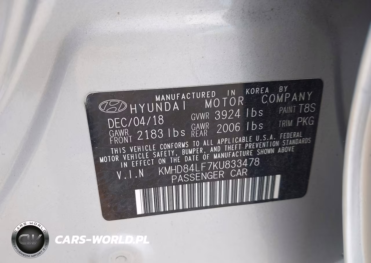 2019 Hyundai Elantra Value Edition VIN:KMHD84LF7KU833478 - 9