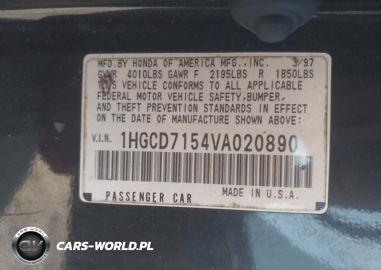 1997 Honda Accord Ex VIN:1HGCD7154VA020890 - 9