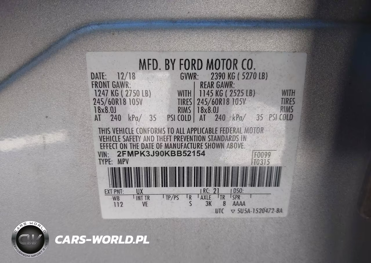 2019 Ford Edge Sel VIN:2FMPK3J90KBB52154 - 9