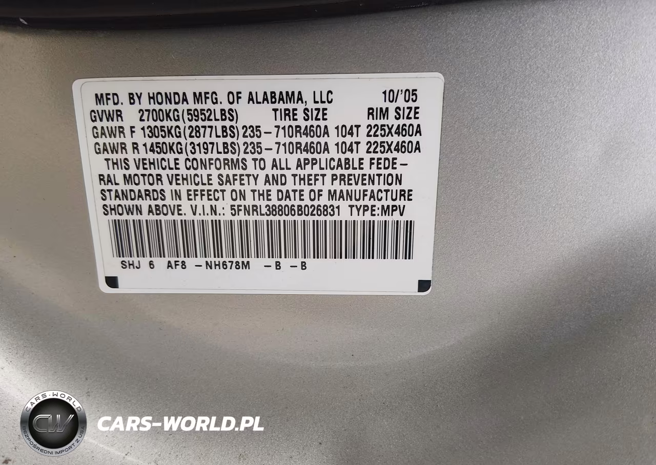 2006 Honda Odyssey Touring VIN:5FNRL38806B026831 - 9