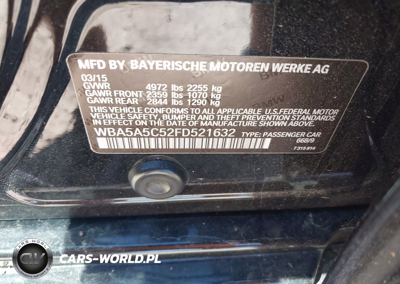 2015 BMW 528I VIN:WBA5A5C52FD521632 - 9