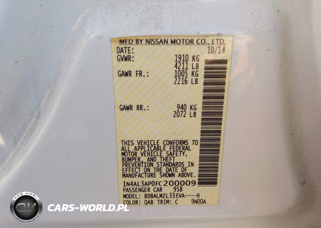 2015 Nissan Altima 2.5 Sv VIN:1N4AL3AP0FC200009 - 9