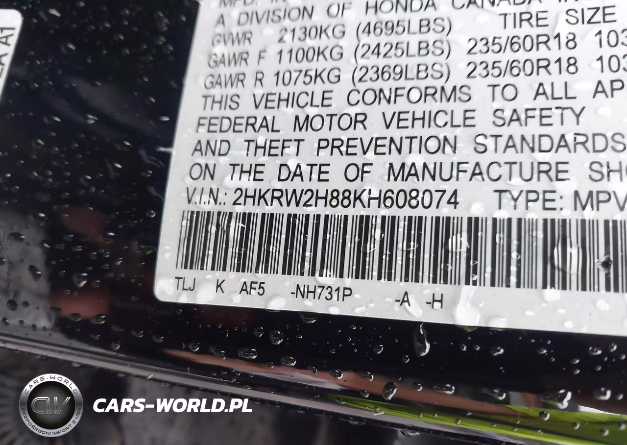 2019 Honda Cr-V Ex-L VIN:2HKRW2H88KH608074 - 9