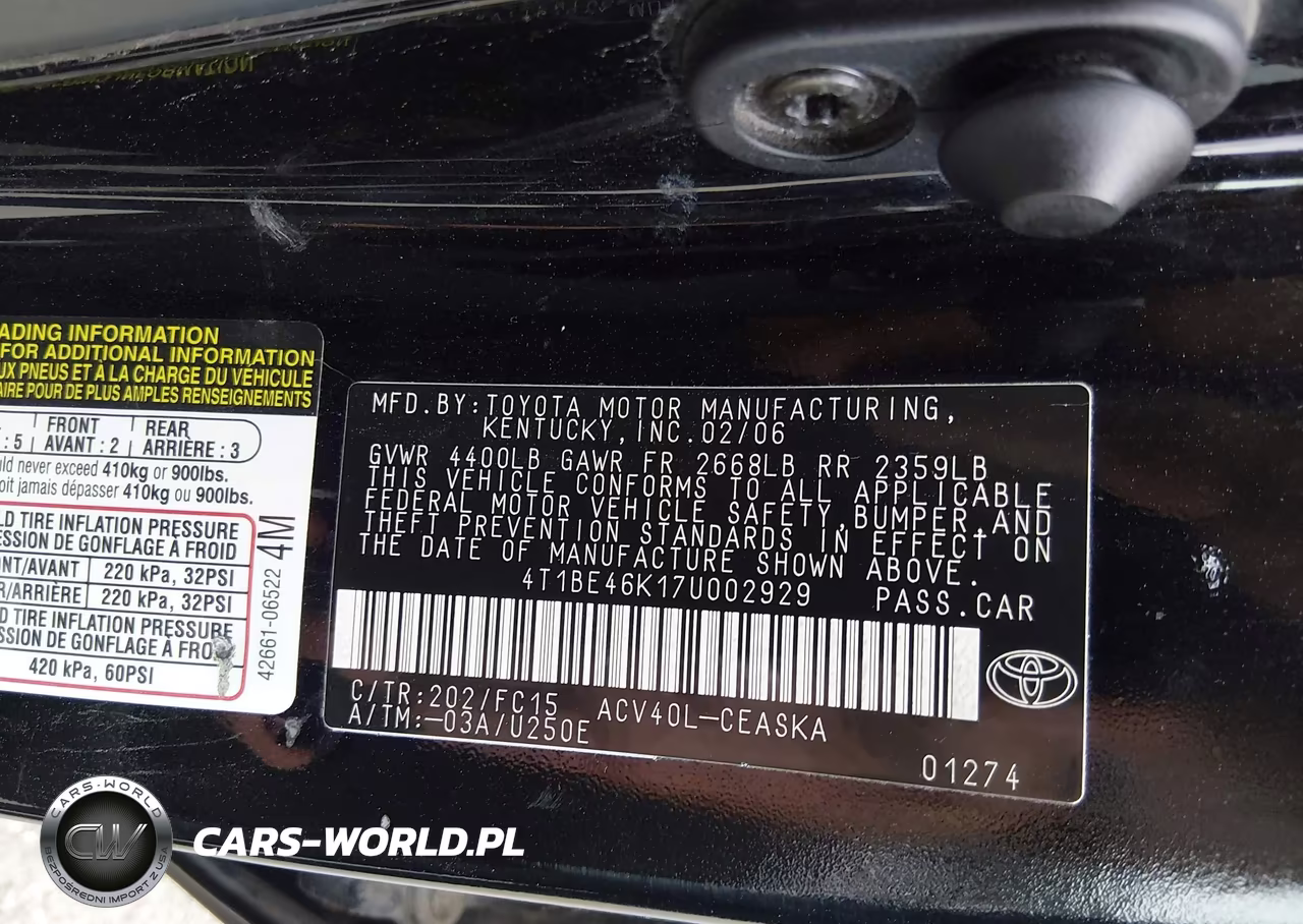 2007 Toyota Camry Se 4D Sedan VIN:4T1BE46K17U002929 - 9