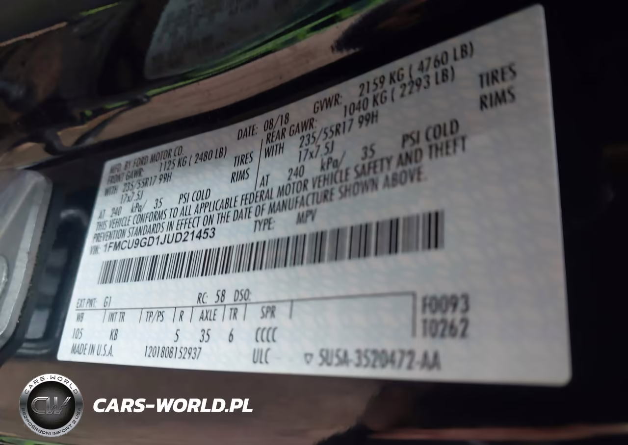 2018 Ford Escape Se VIN:1FMCU9GD1JUD21453 - 9