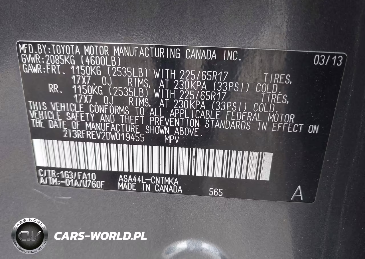 2013 Toyota Rav4 Xle VIN:2T3RFREV2DW019455 - 9