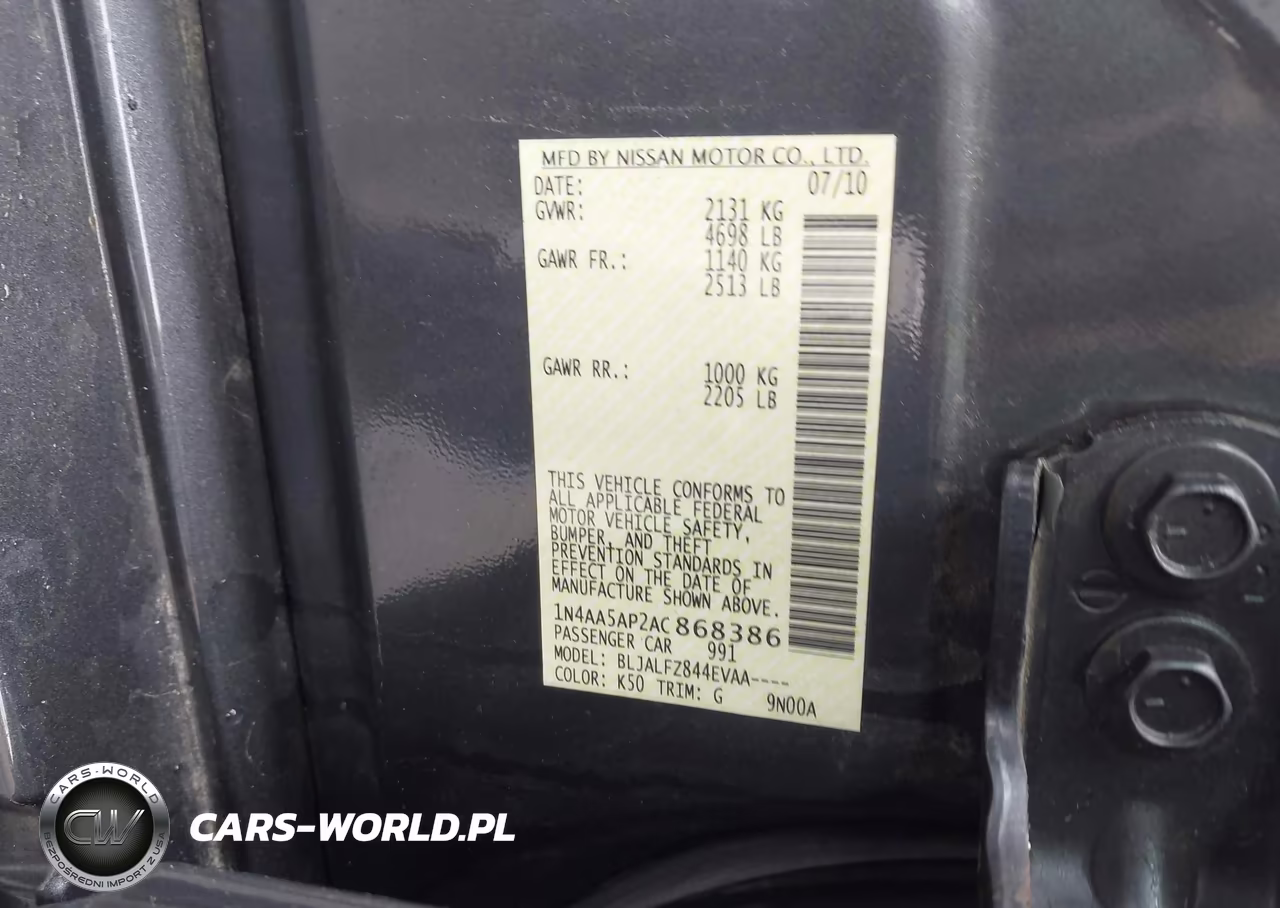 2010 Nissan Maxima 3.5 Sv VIN:1N4AA5AP2AC868386 - 9