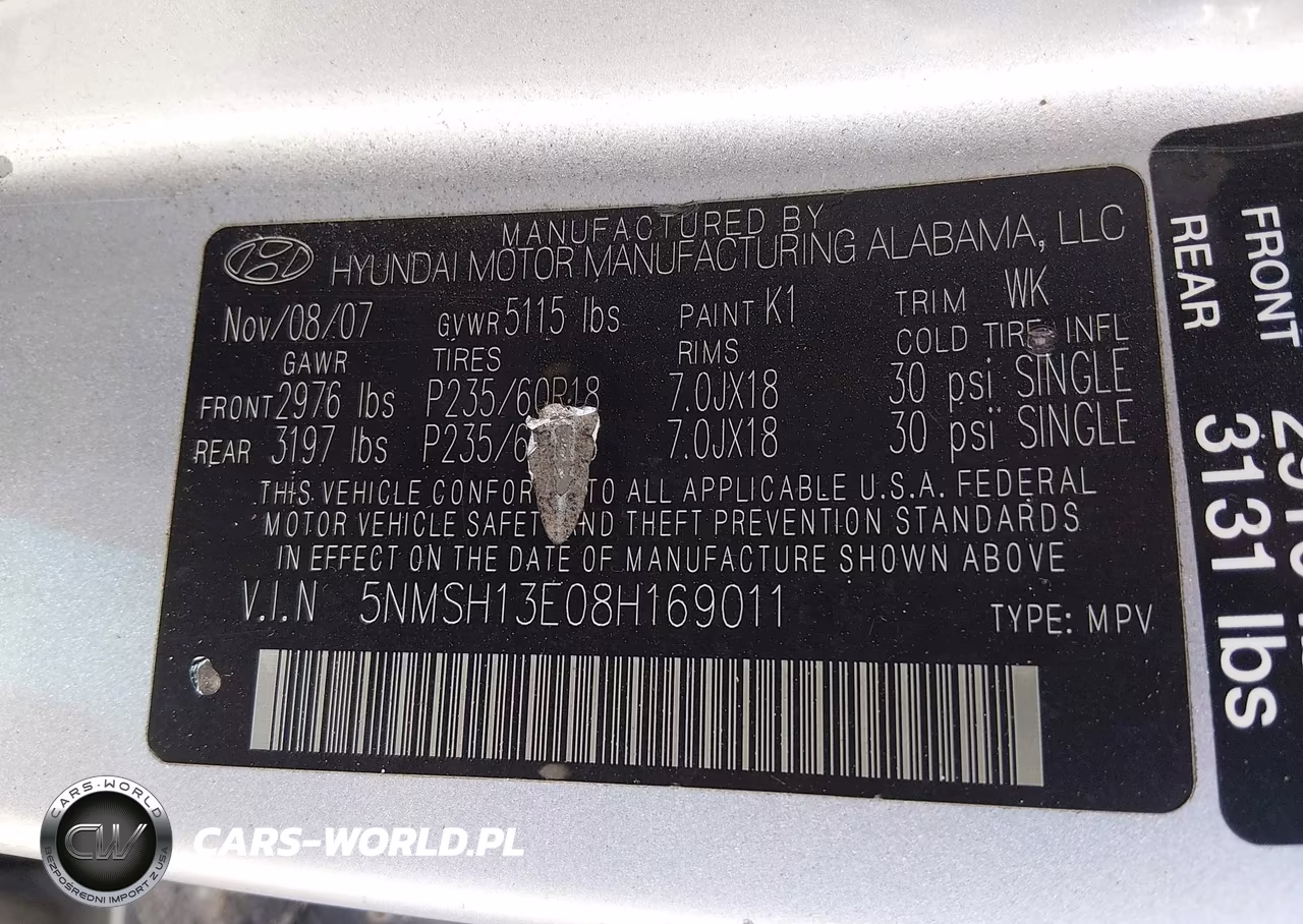 2008 Hyundai Santa Fe Limited-Se VIN:5NMSH13E08H169011 - 9