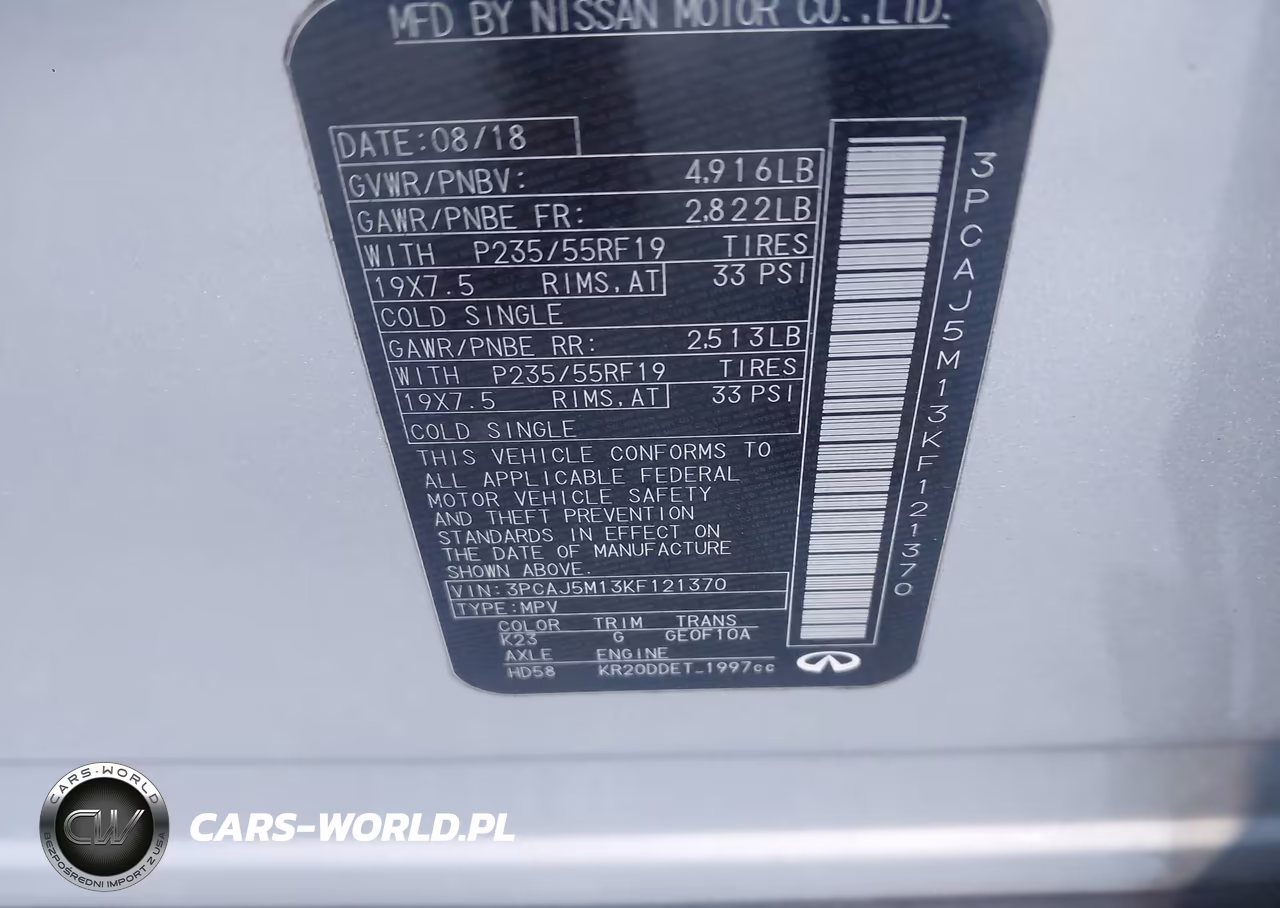2019 Infiniti Qx50 Essential VIN:3PCAJ5M13KF121370 - 9