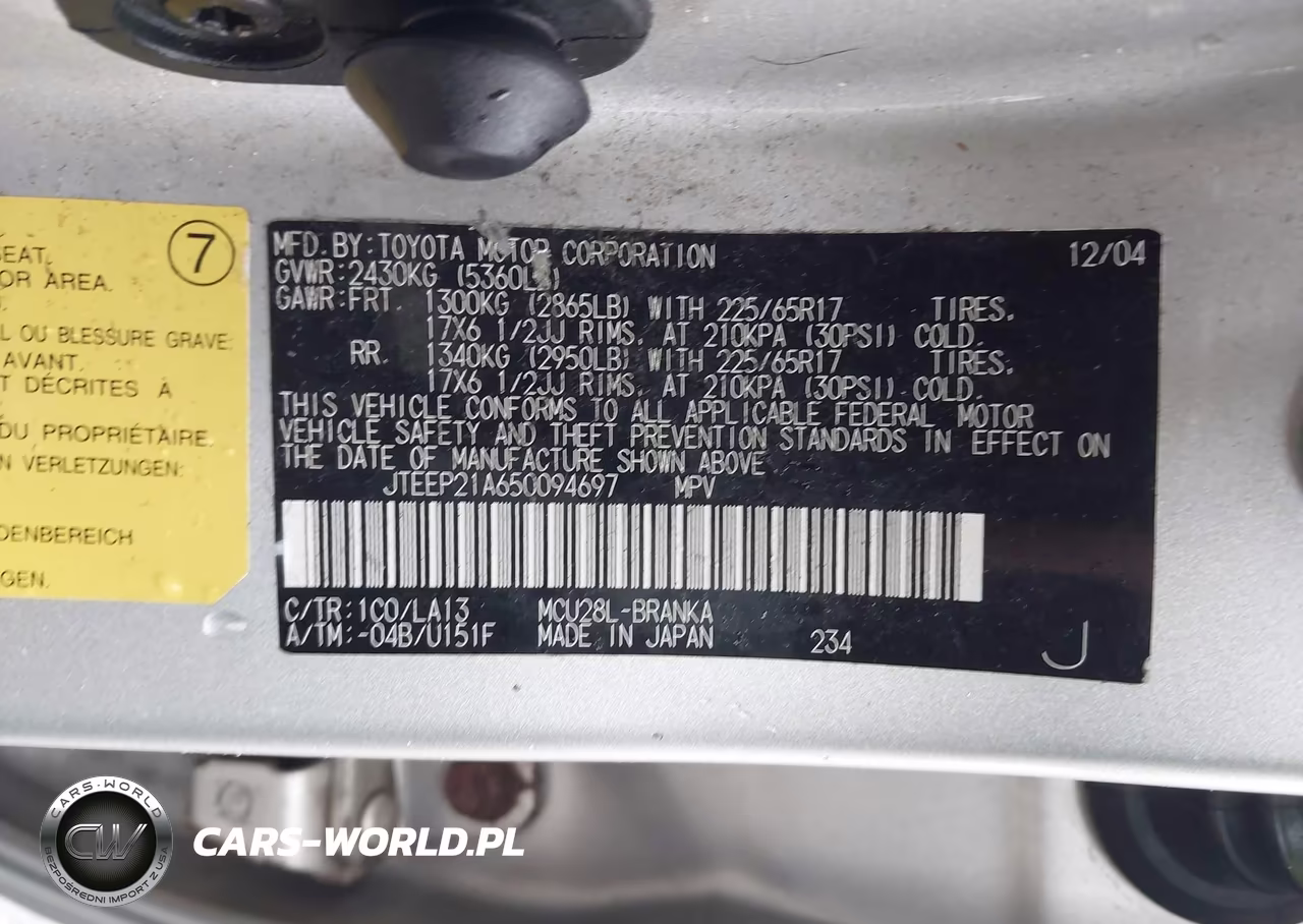 2005 Toyota Highlander Limited V6 VIN:JTEEP21A650094697 - 9