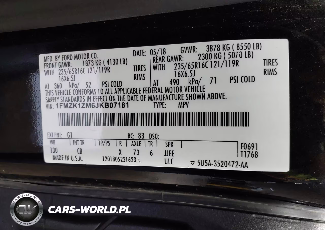 2018 Ford Transit-150 Xl VIN:1FMZK1ZM6JKB07181 - 9