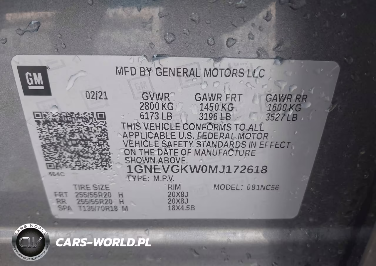 2021 Chevrolet Traverse Awd Lt Cloth VIN:1GNEVGKW0MJ172618 - 9