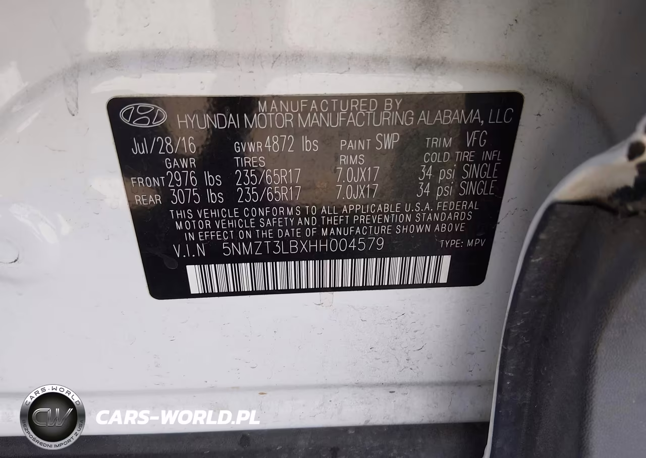 2017 Hyundai Santa Fe Sport 2.4L VIN:5NMZT3LBXHH004579 - 9