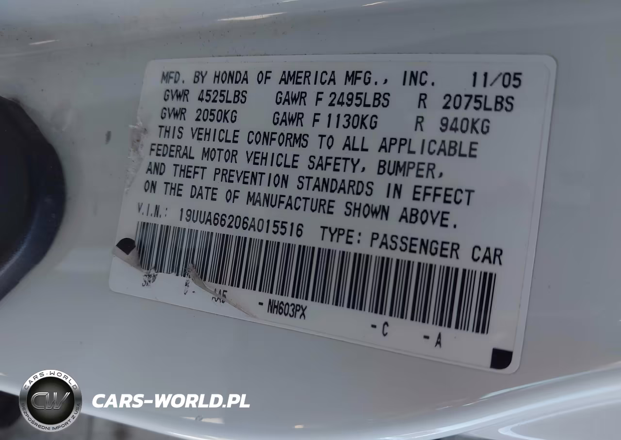 2006 Acura Tl VIN:19UUA66206A015516 - 9