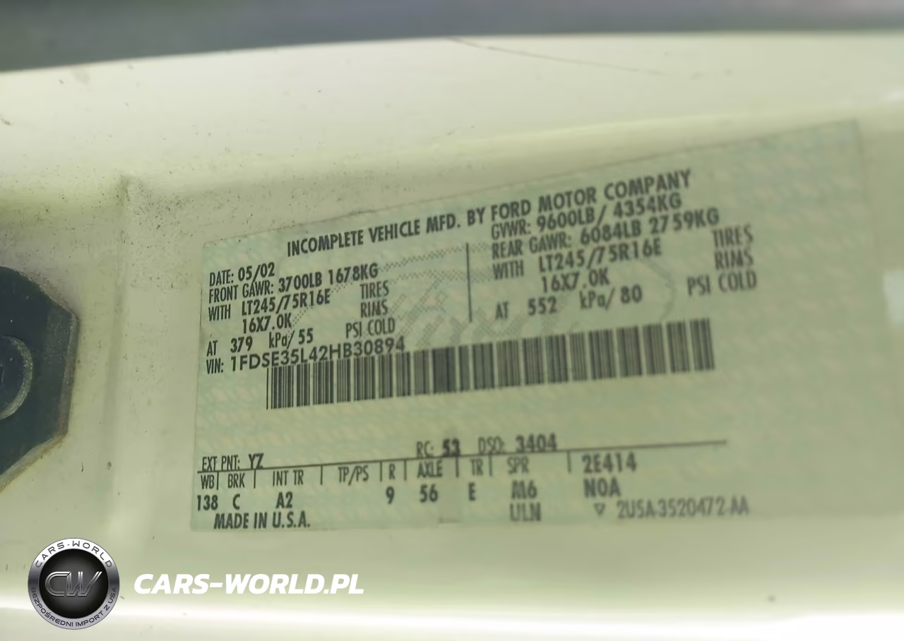 2002 Ford E-350 Cutaway Standard VIN:1FDSE35L42HB30894 - 8
