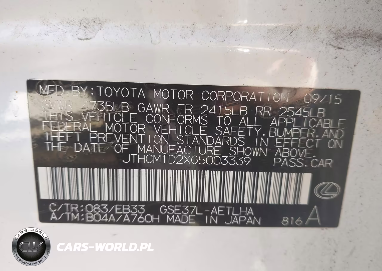 2016 Lexus Is 300 VIN:JTHCM1D2XG5003339 - 9