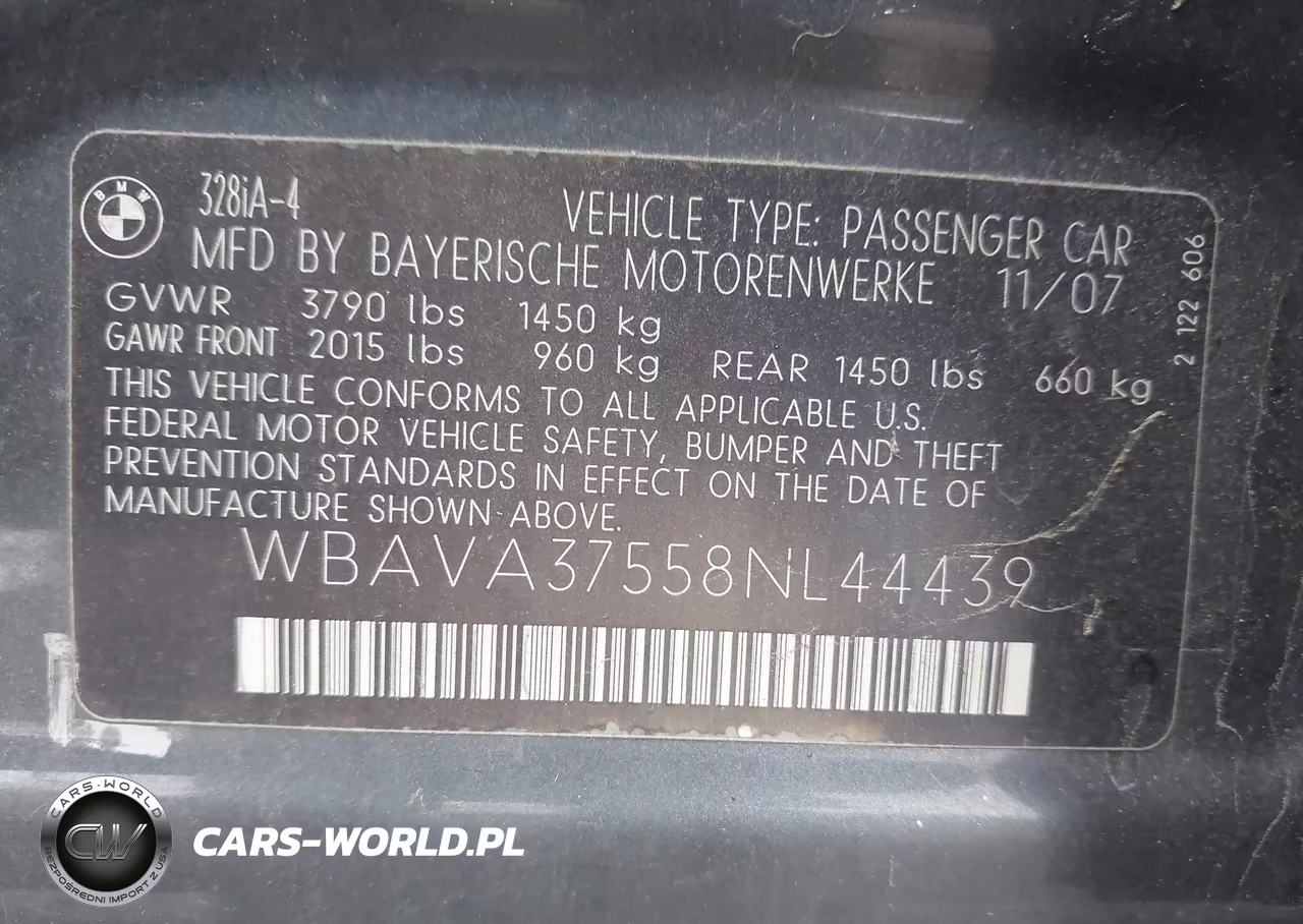 2008 BMW 328I VIN:WBAVA37558NL44439 - 9