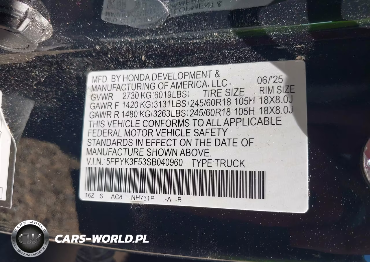 2025 Honda Ridgeline Rtl VIN:5FPYK3F53SB040960 - 9