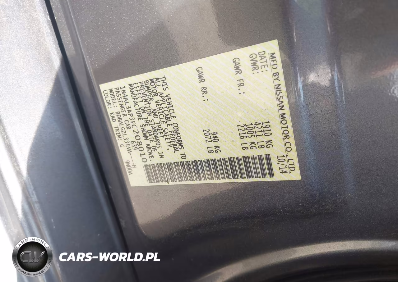 2015 Nissan Altima 2.5 S VIN:1N4AL3AP3FC208010 - 9