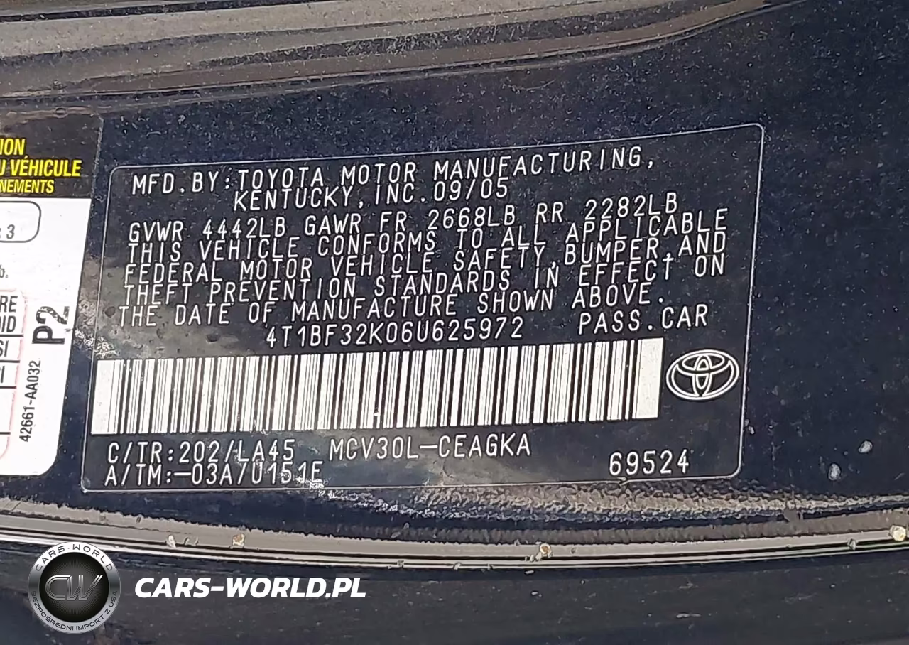 2006 Toyota Camry Xle V6 VIN:4T1BF32K06U625972 - 9