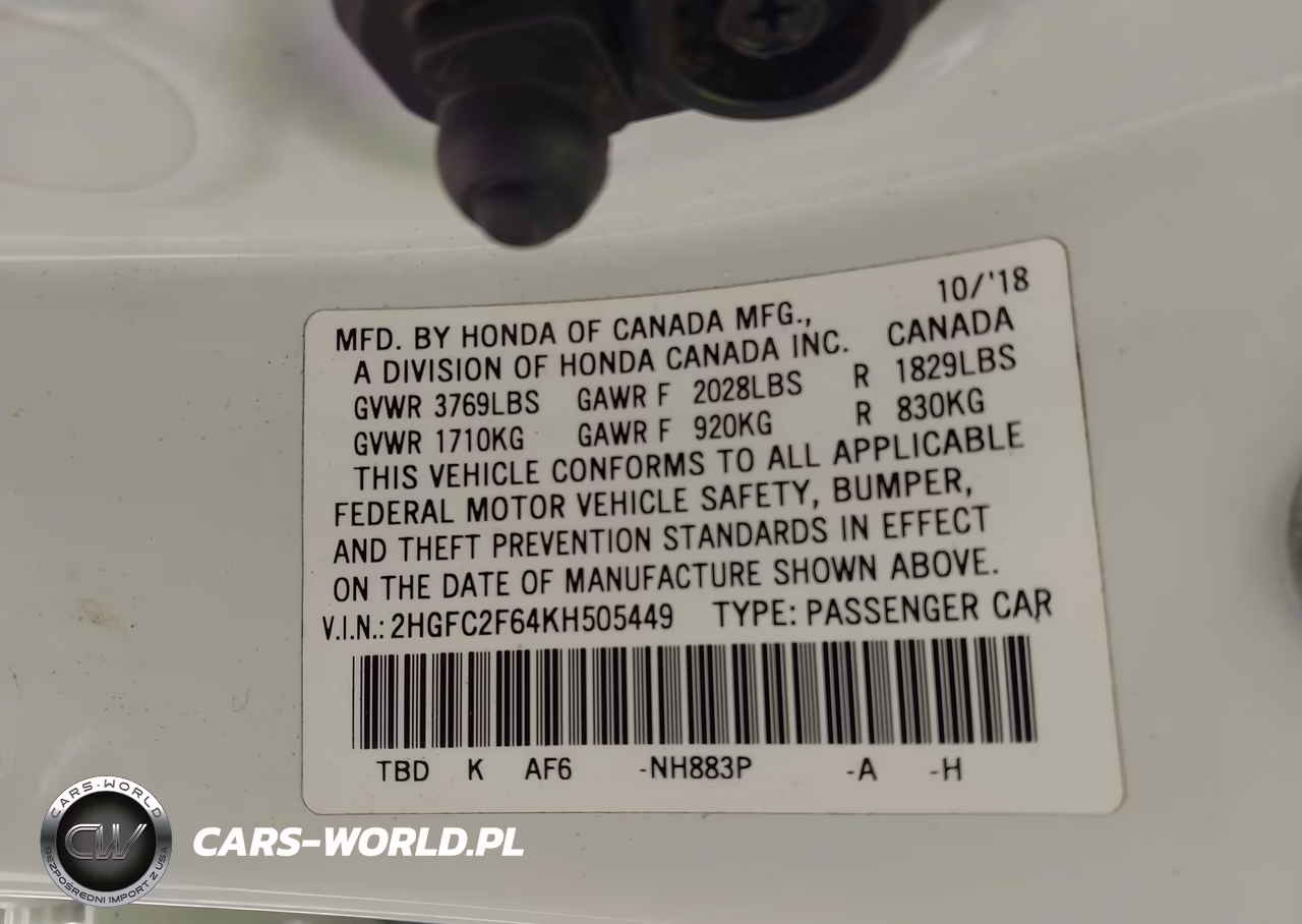 2019 Honda Civic Lx VIN:2HGFC2F64KH505449 - 9
