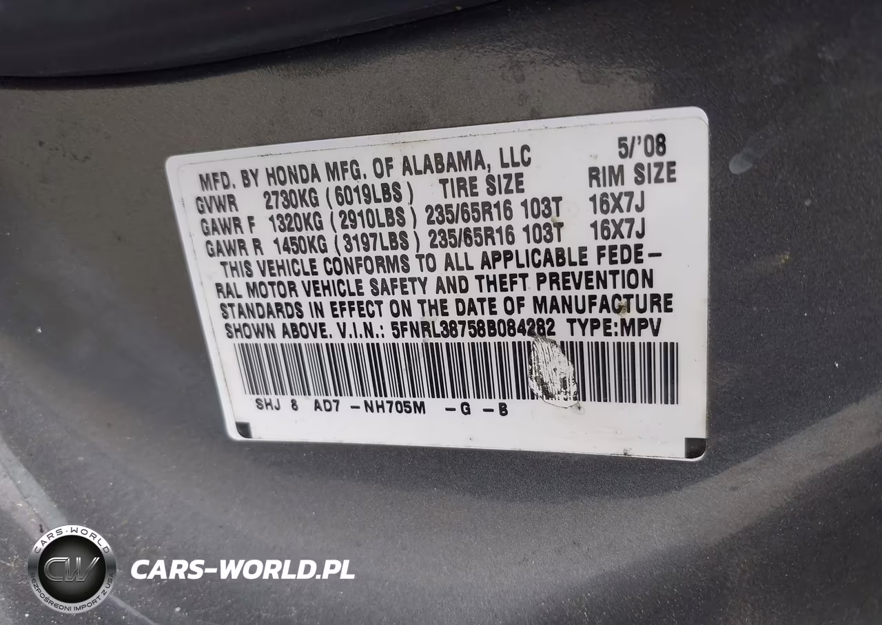 2008 Honda Odyssey Ex-L VIN:5FNRL38758B084282 - 9