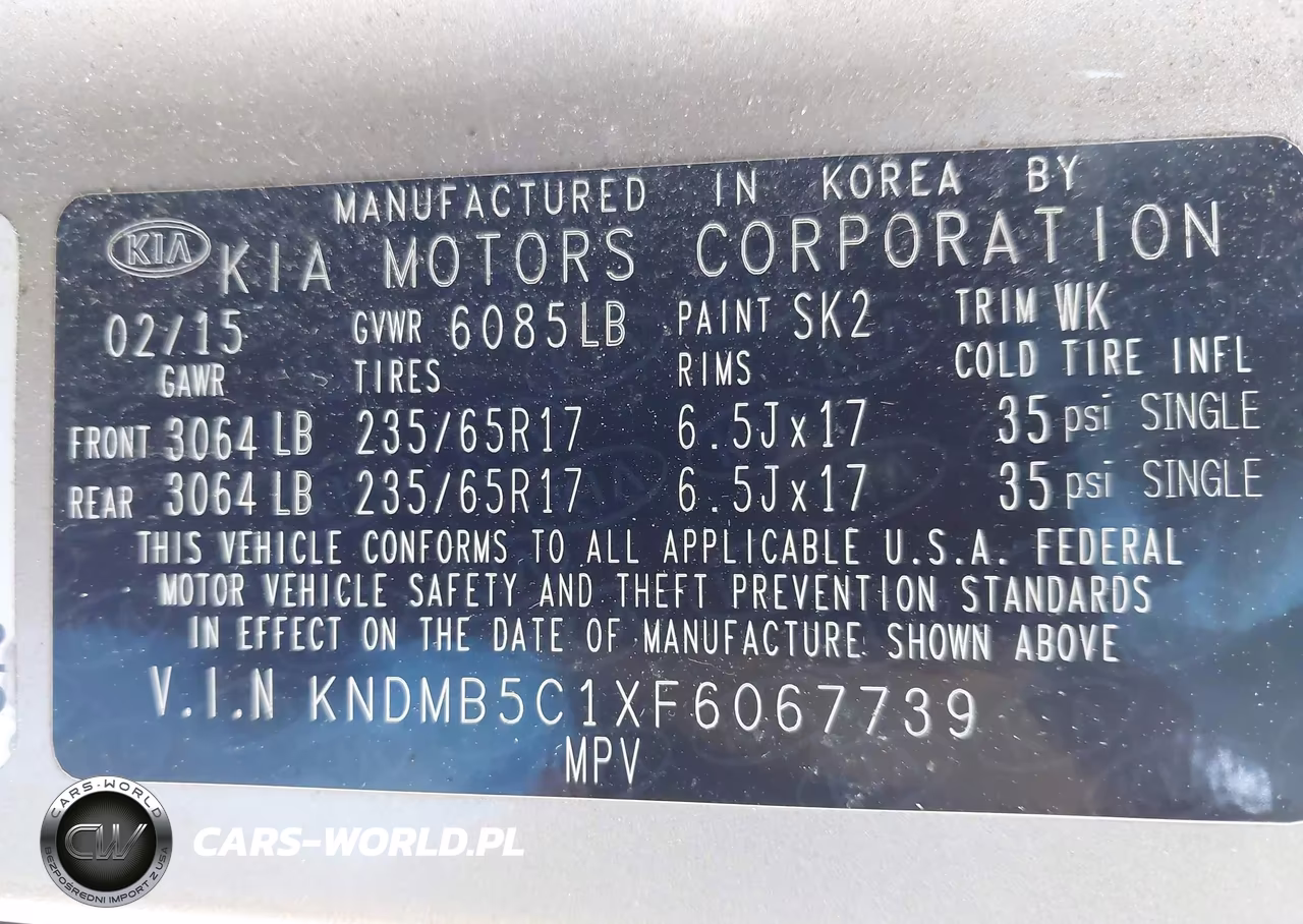 2015 Kia Sedona Lx VIN:KNDMB5C1XF6067739 - 9