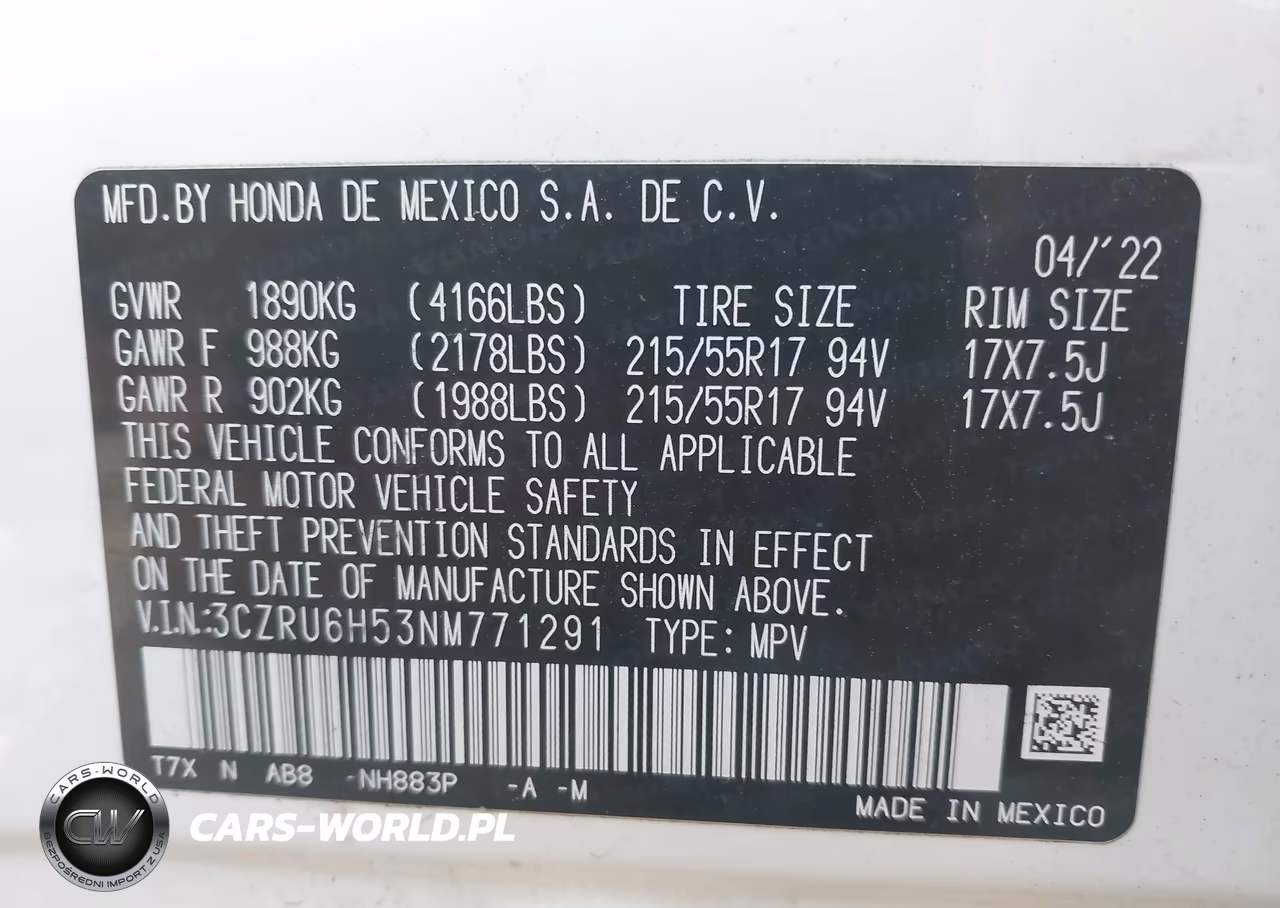 2022 Honda Hr-V Awd Ex VIN:3CZRU6H53NM771291 - 9