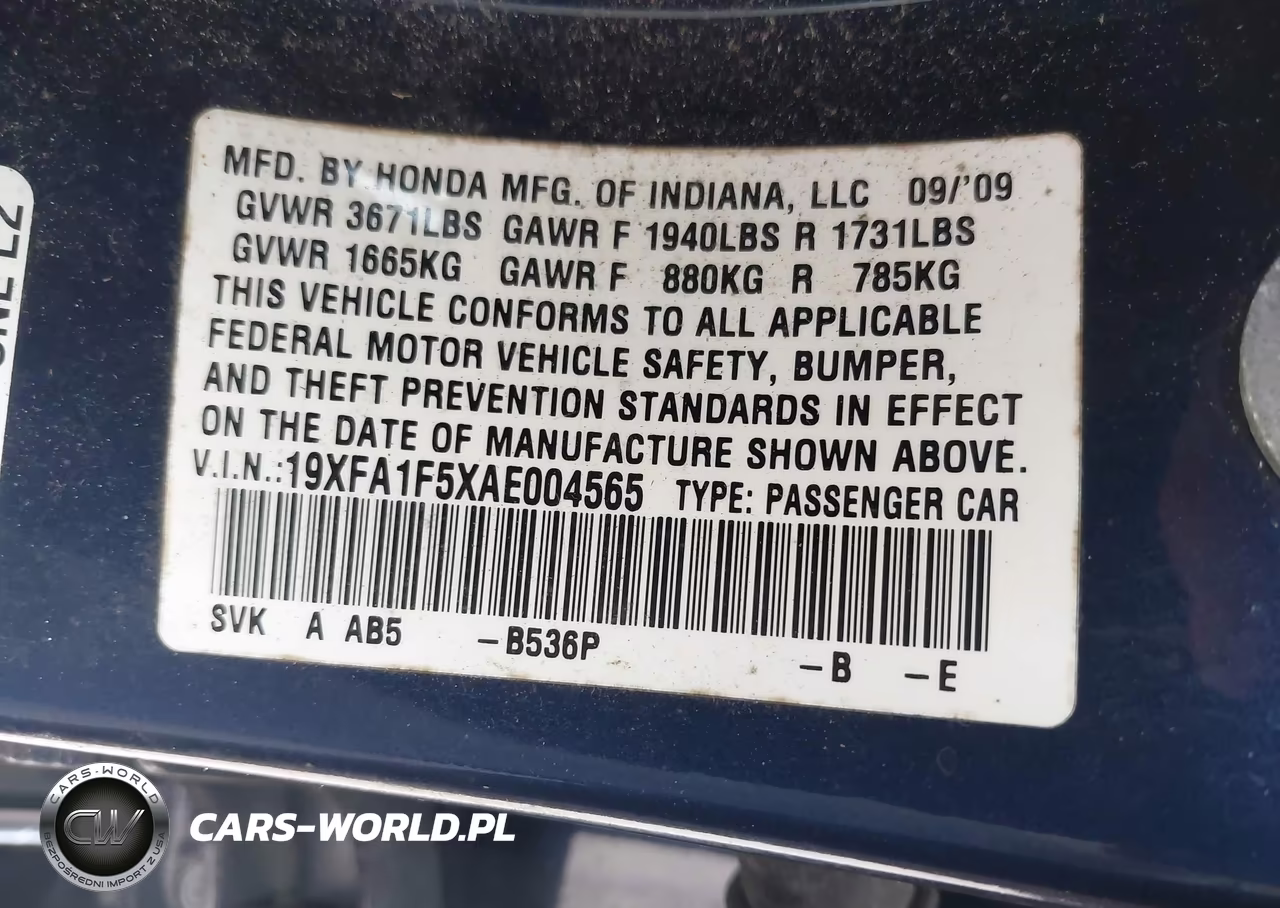 2010 Honda Civic Lx VIN:19XFA1F5XAE004565 - 9