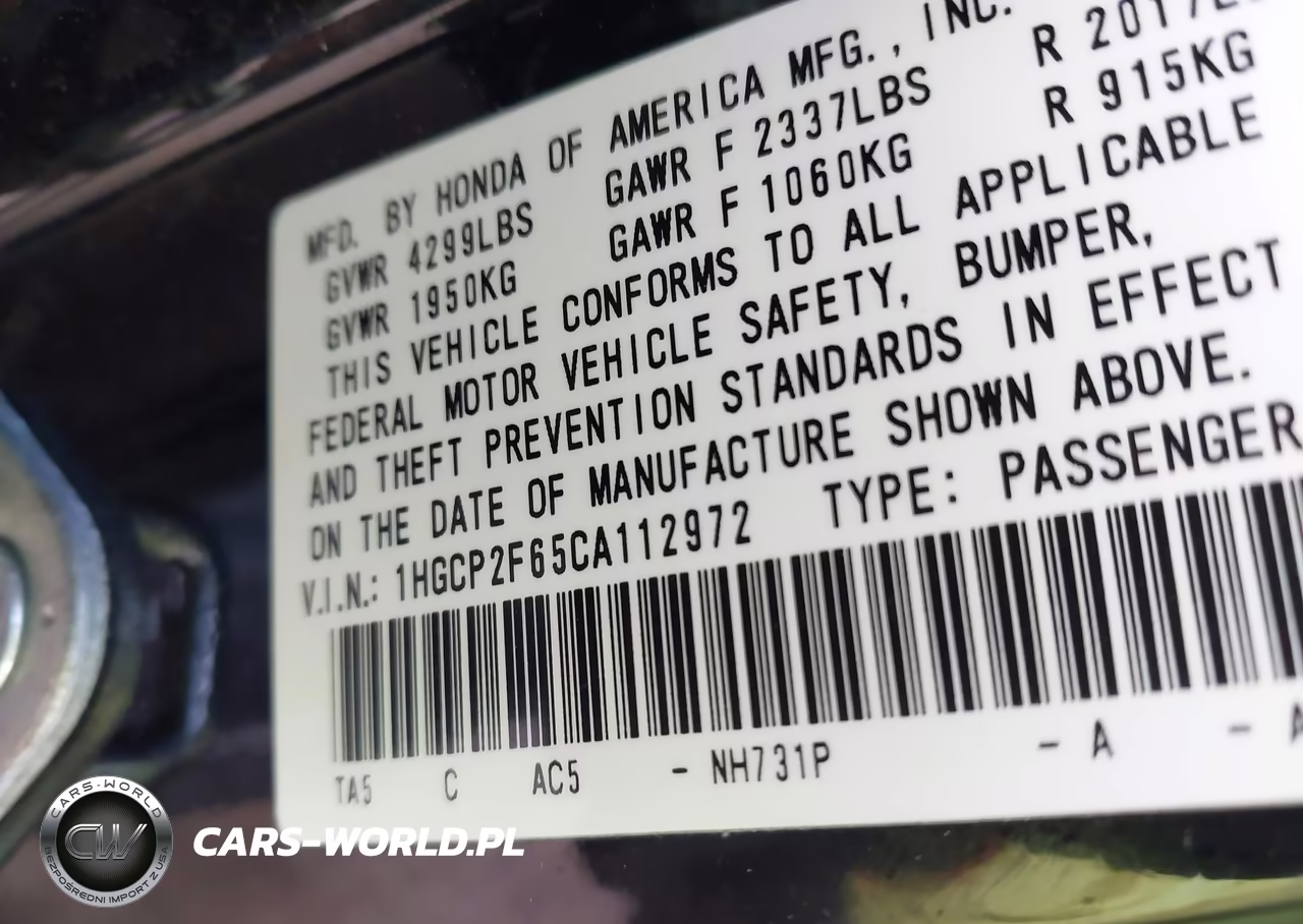 2012 Honda Accord 2.4 Se VIN:1HGCP2F65CA112972 - 9