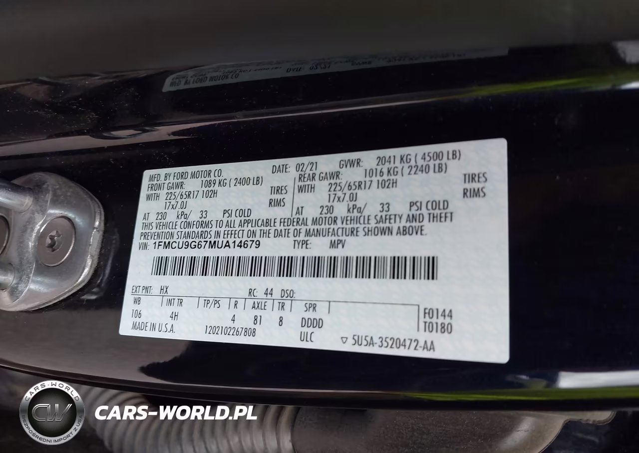 2021 Ford Escape Se VIN:1FMCU9G67MUA14679 - 9