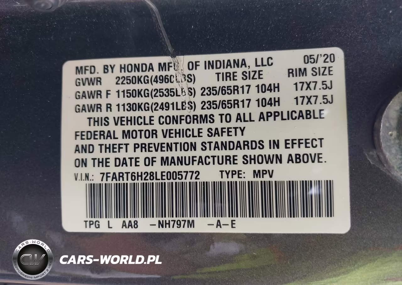 2020 Honda Cr-V Hybrid Lx VIN:7FART6H28LE005772 - 9