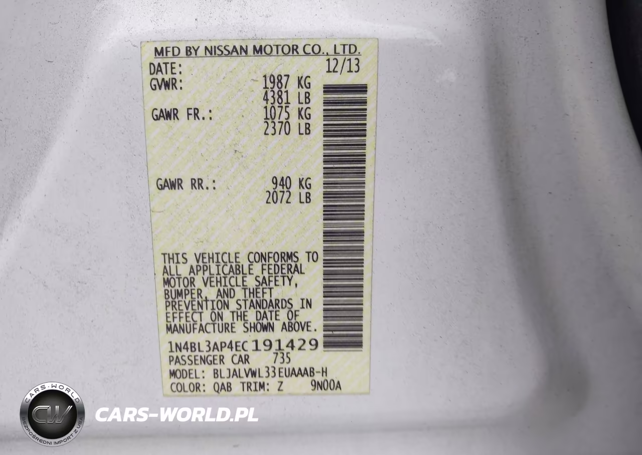 2014 Nissan Altima 3.5 Sl VIN:1N4BL3AP4EC191429 - 9