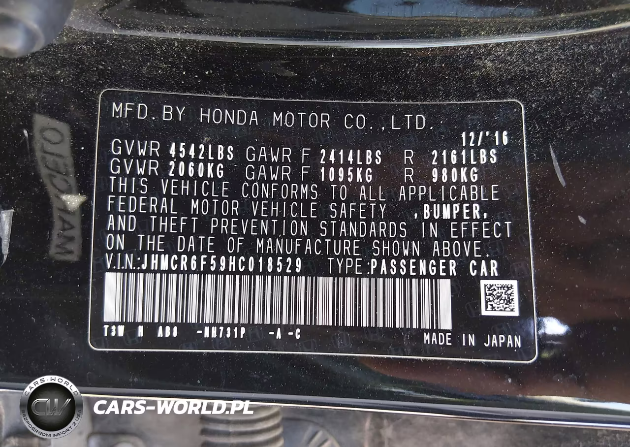 2017 Honda Accord Hybrid Ex-L VIN:JHMCR6F59HC018529 - 9
