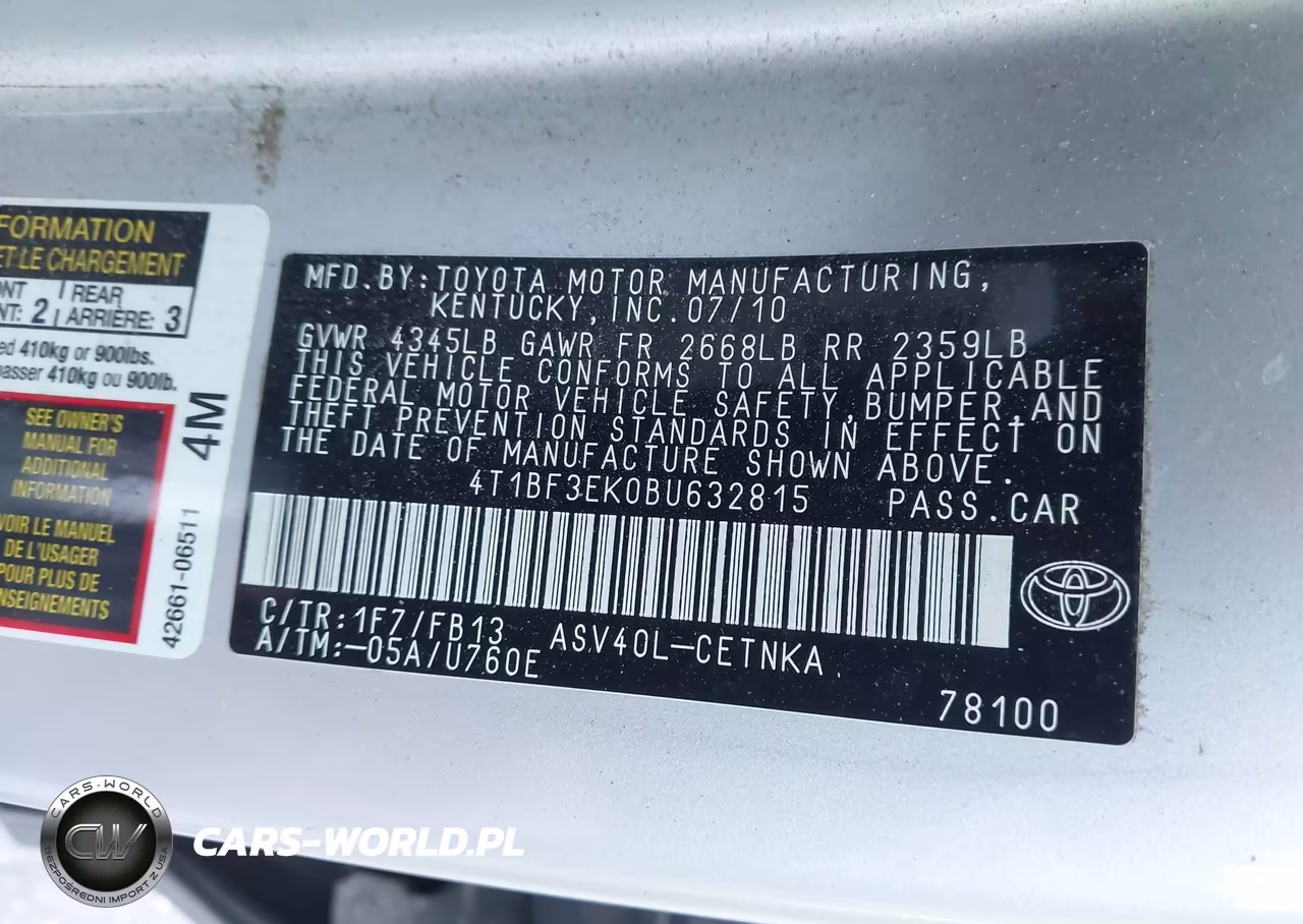 2011 Toyota Camry Le VIN:4T1BF3EK0BU632815 - 9