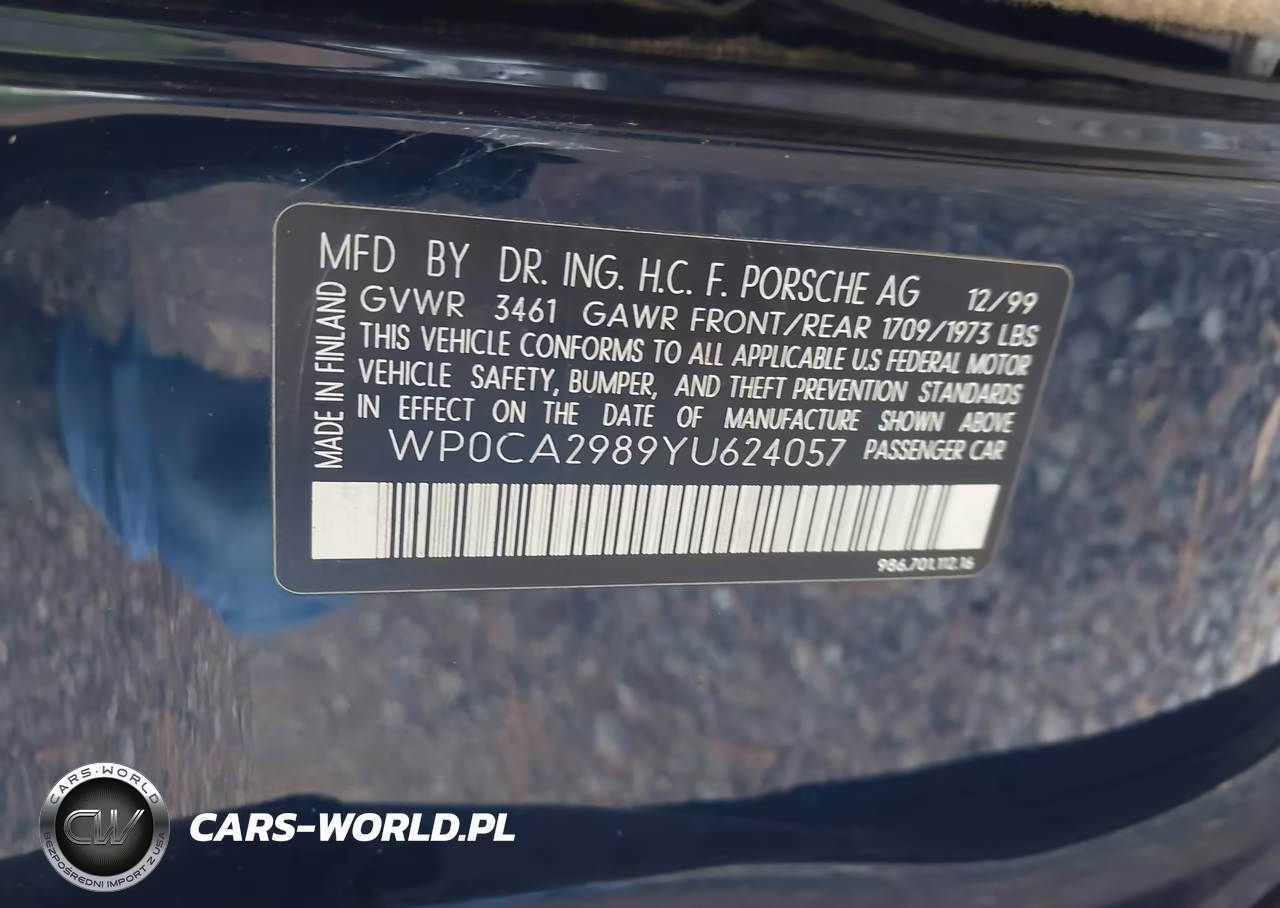 2000 Porsche Boxster VIN:WP0CA2989YU624057 - 9