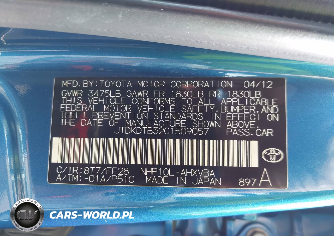 2012 Toyota Prius C Two VIN:JTDKDTB32C1509057 - 9