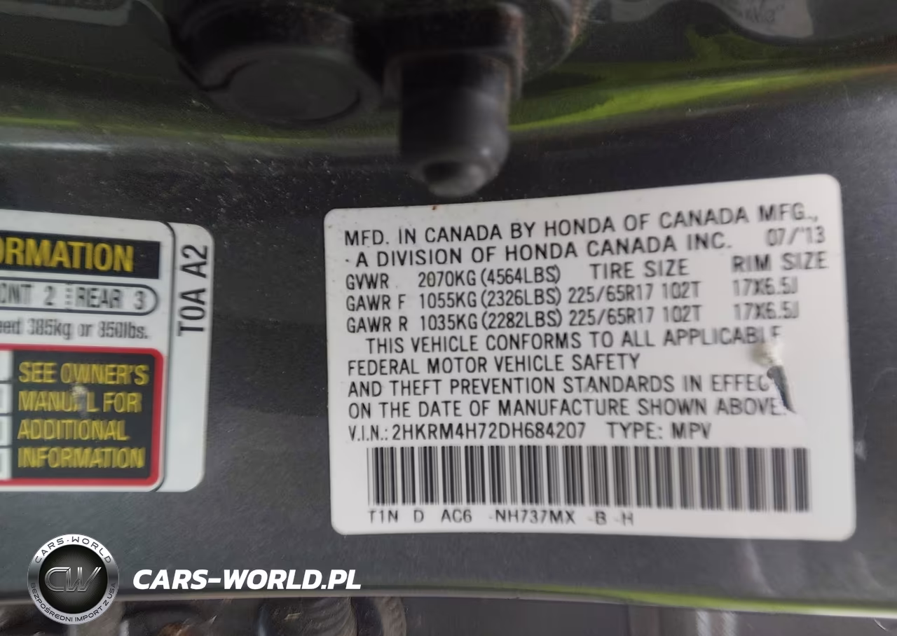 2013 Honda Cr-V Ex-L VIN:2HKRM4H72DH684207 - 9