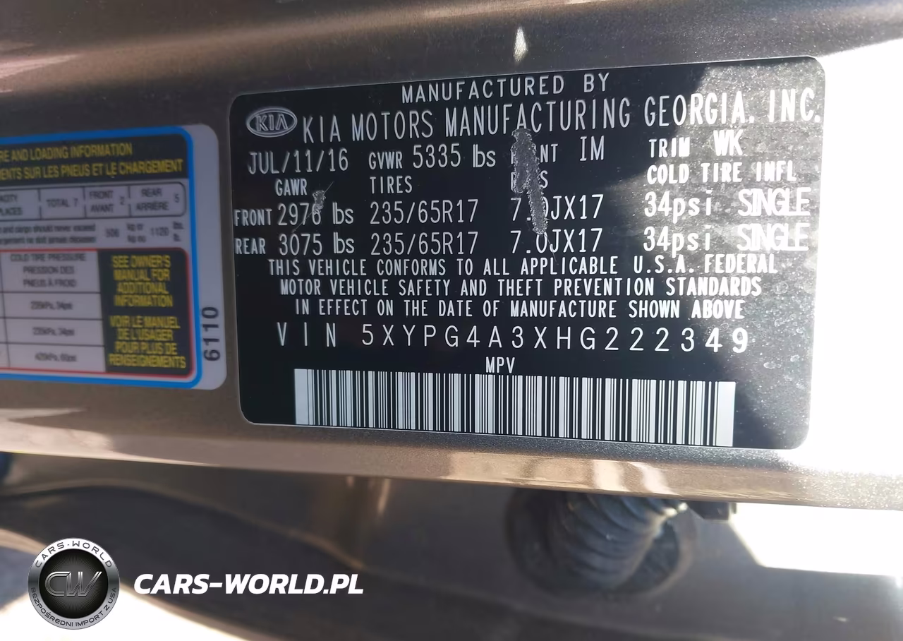 2017 Kia Sorento 2.4L Lx VIN:5XYPG4A3XHG222349 - 9