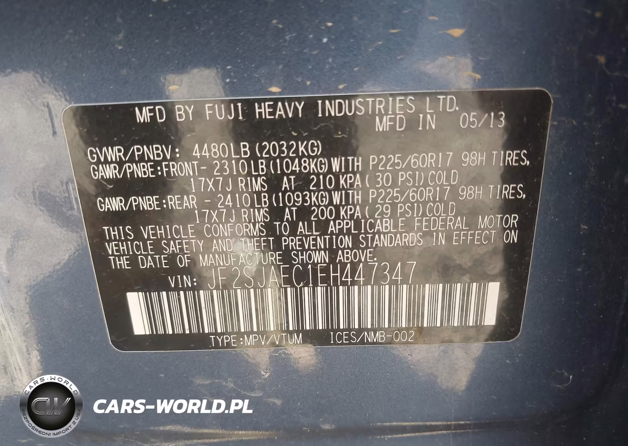 2014 Subaru Forester 2.5I Premium VIN:JF2SJAEC1EH447347 - 9