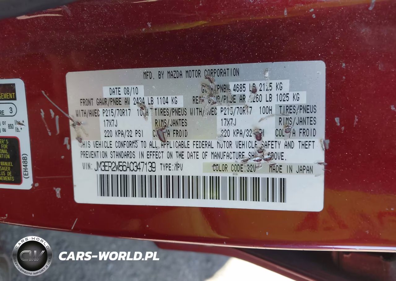2010 Mazda Cx-7 I Sport VIN:JM3ER2W56A0347139 - 9