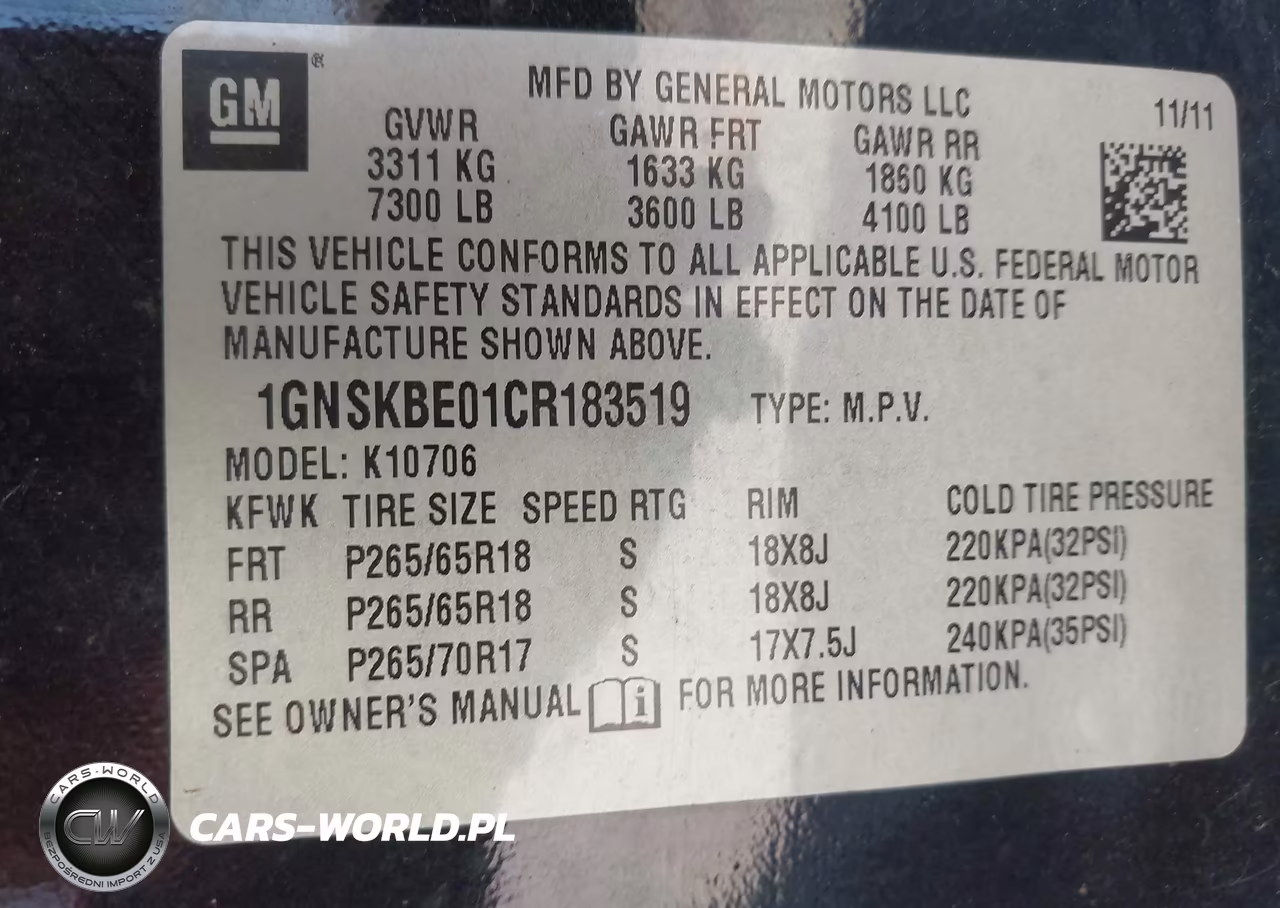 2012 Chevrolet Tahoe Lt VIN:1GNSKBE01CR183519 - 9