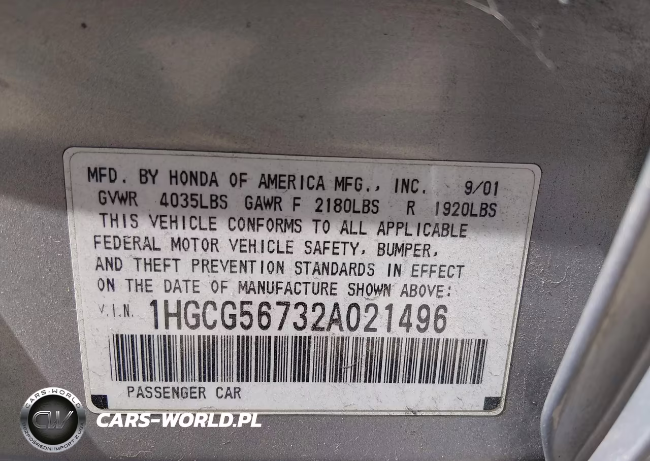 2002 Honda Accord 2.3 Se VIN:1HGCG56732A021496 - 8