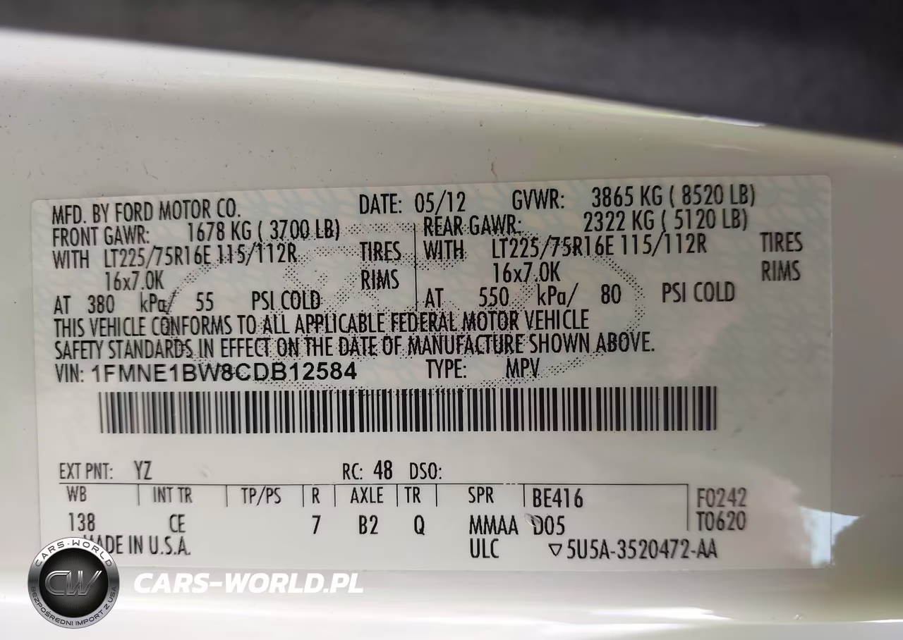 2012 Ford E-150 Xl VIN:1FMNE1BW8CDB12584 - 9