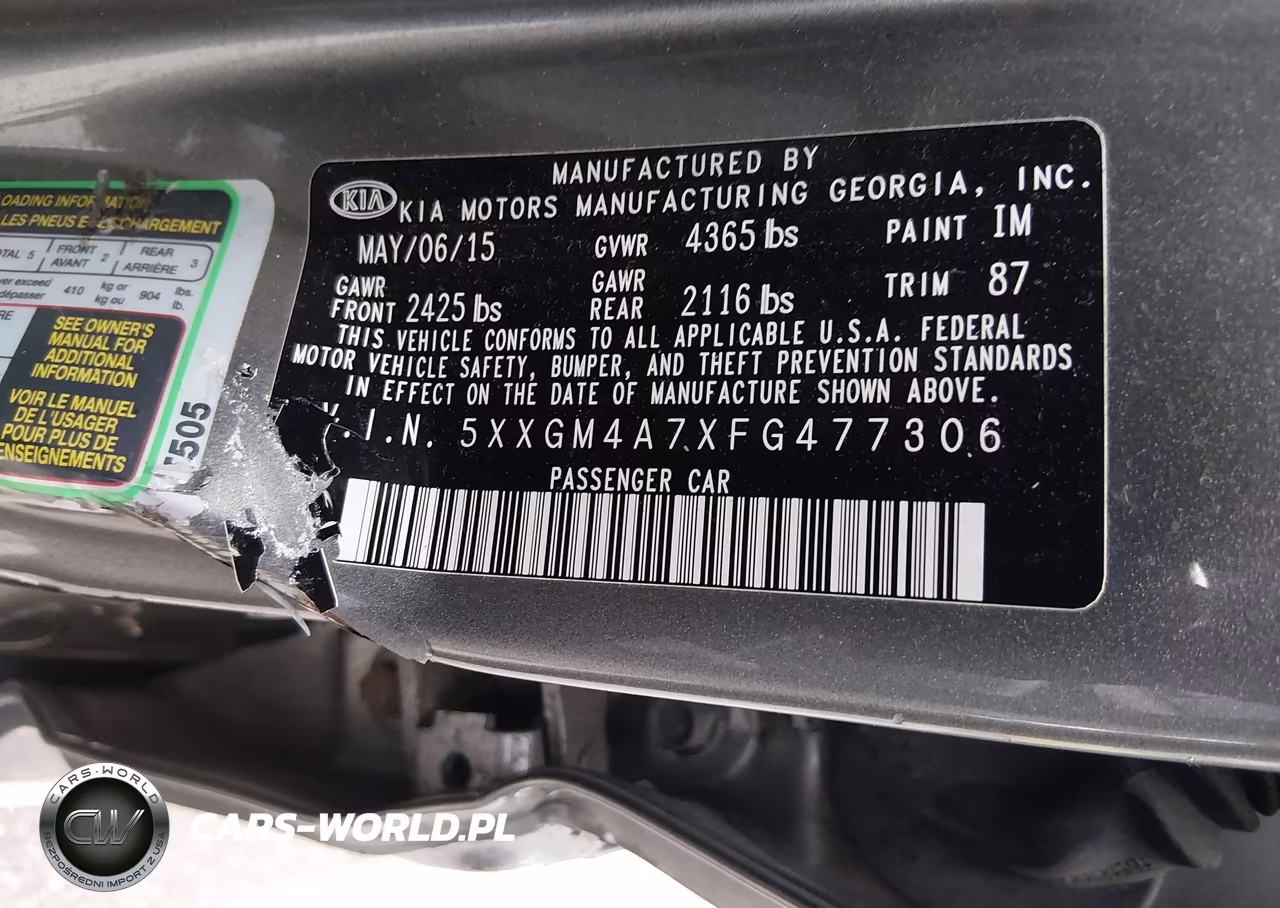 2015 Kia Optima Lx VIN:5XXGM4A7XFG477306 - 9