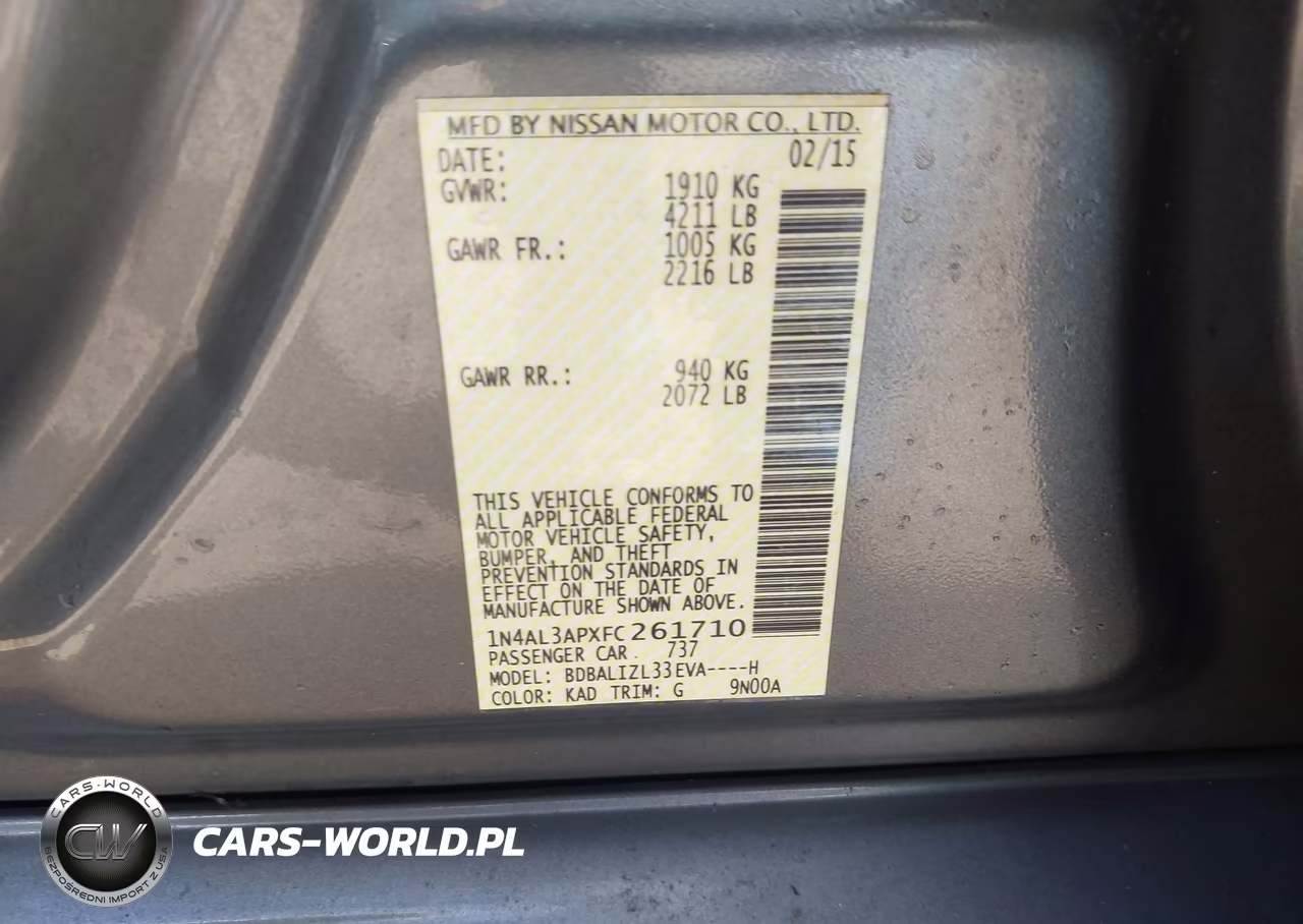 2015 Nissan Altima 2.5 Sv VIN:1N4AL3APXFC261710 - 9