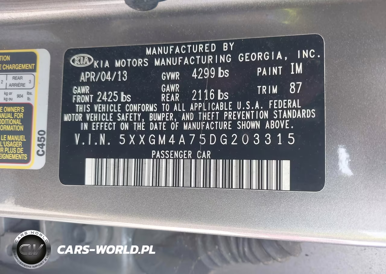 2013 Kia Optima Lx VIN:5XXGM4A75DG203315 - 9